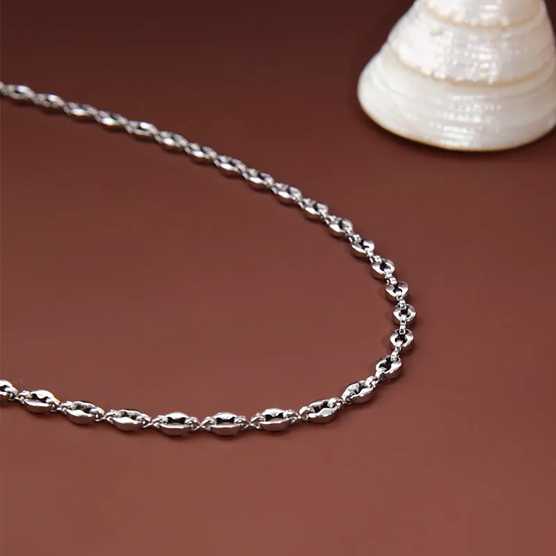 FOREVER MELODY Titanium Steel Necklaces Unisex Silver-4
