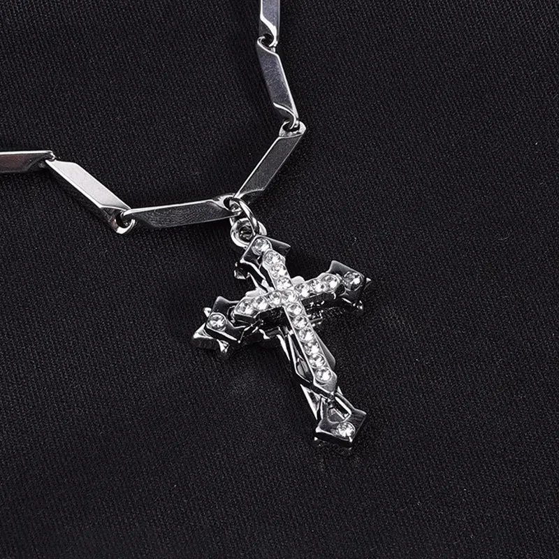 FOREVER MELODY Titanium Steel/Zircon Necklaces Men's-3