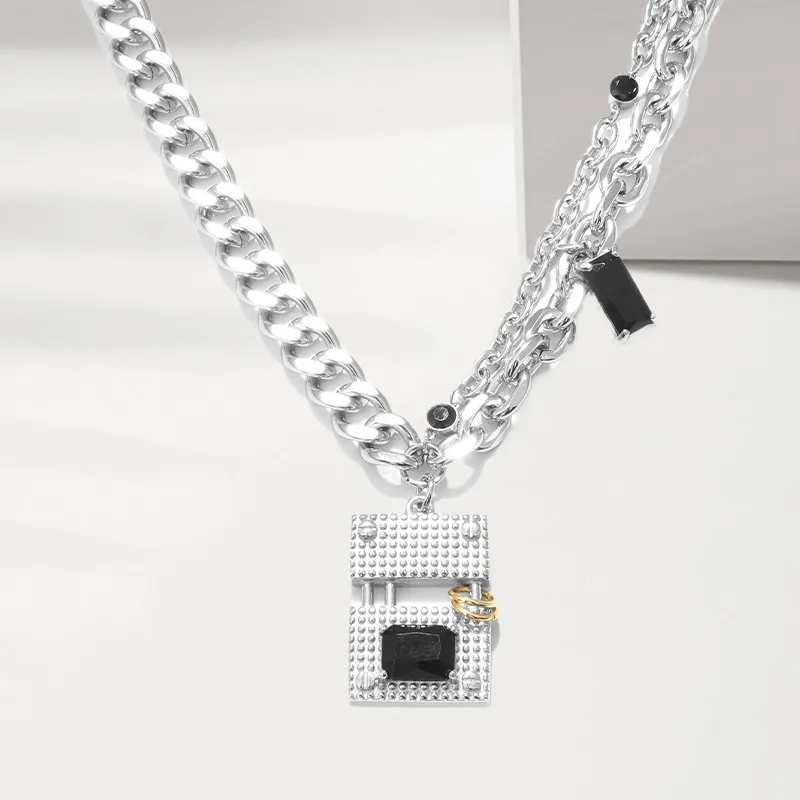 FOREVER MELODY Titanium Steel Necklaces Men's-2