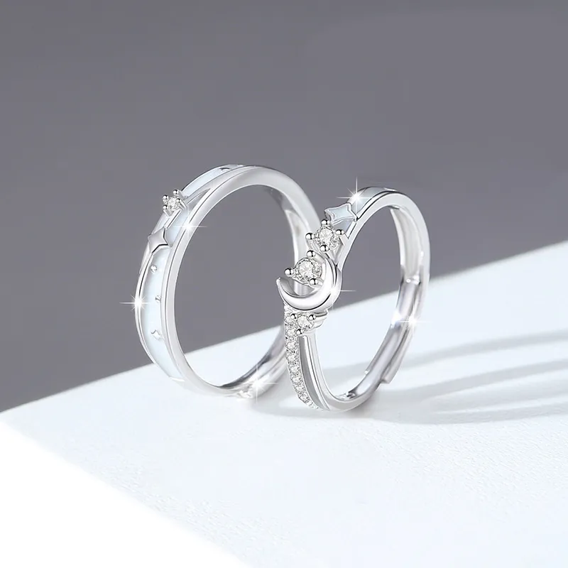 FOREVER MELODY Zircon Rings Unisex Silver-3