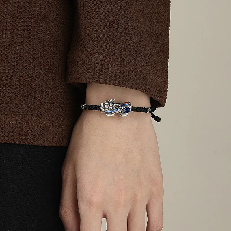 FOREVER MELODY Sterling Silver Rope Bracelets Men's-2