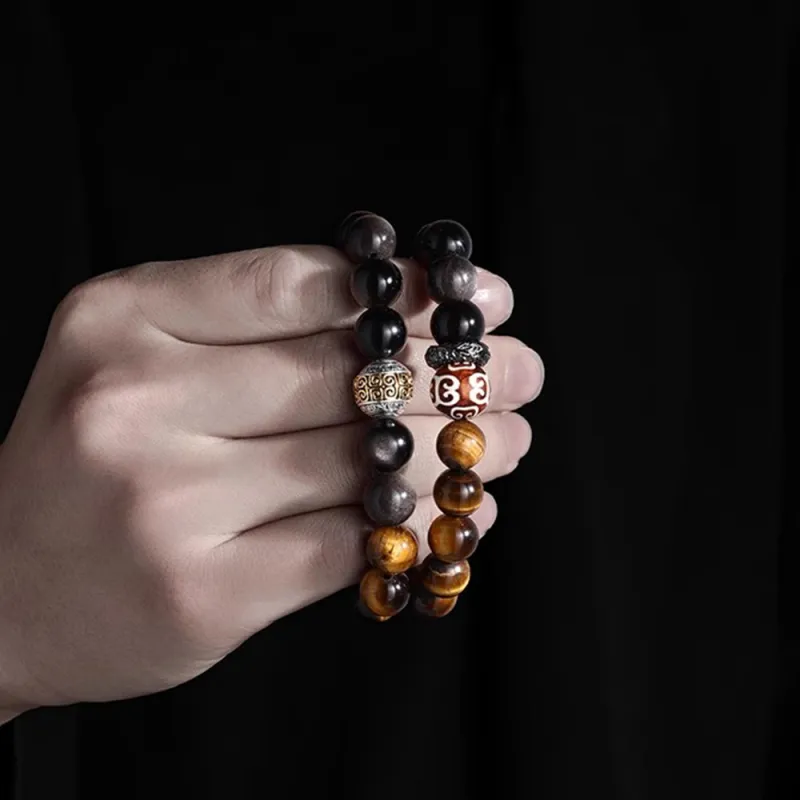 FOREVER MELODY Obsidian Bracelets Men's-5