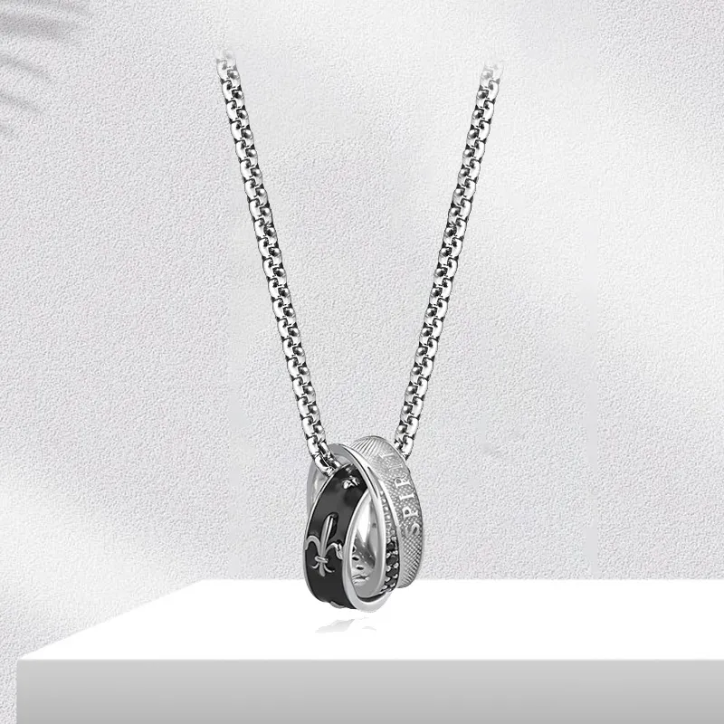 FOREVER MELODY Zircon Necklaces Men's Silver-3