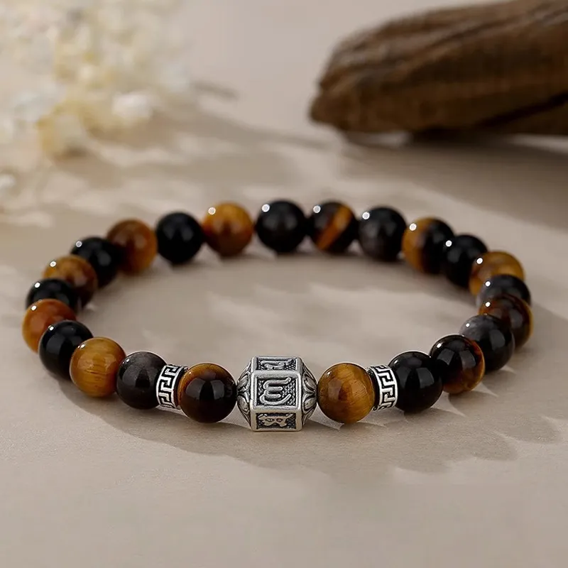 FOREVER MELODY Tiger's Eye Stone Bracelets Men's-3