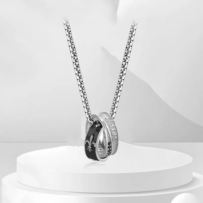FOREVER MELODY Zircon Necklaces Men's Silver-4