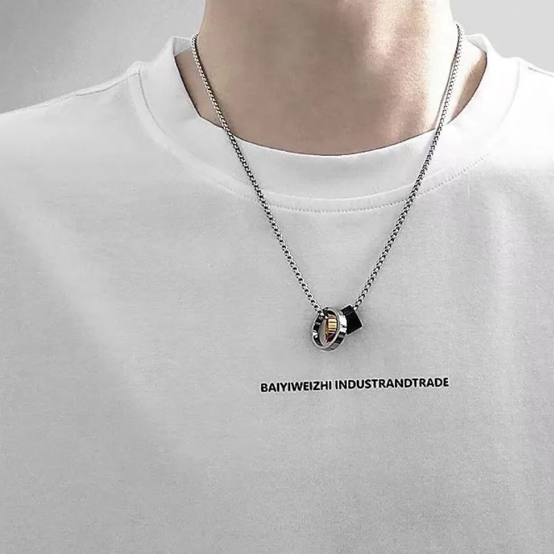 FOREVER MELODY Titanium Steel Necklaces Men's-5