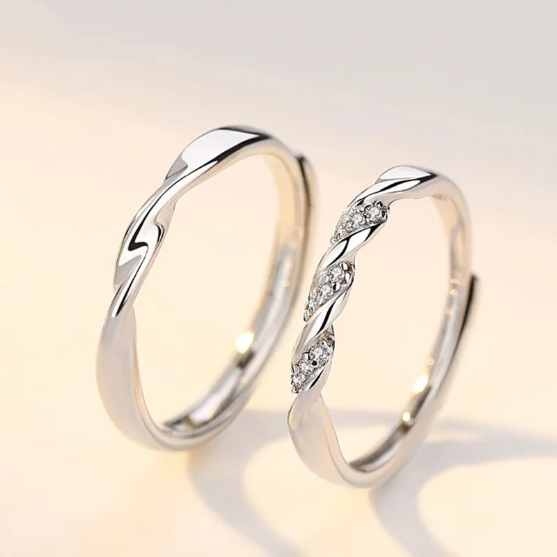 FOREVER MELODY Zircon Rings Unisex Silver-4