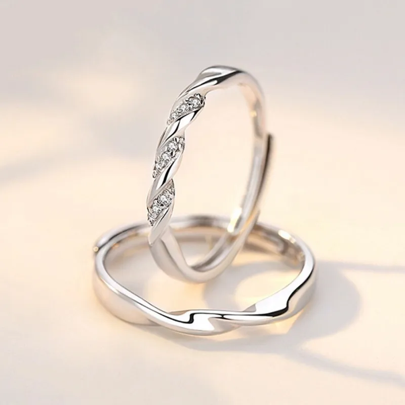 FOREVER MELODY Zircon Rings Unisex Silver-5