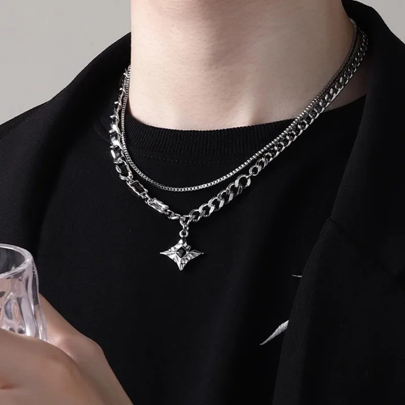 FOREVER MELODY Titanium Steel Necklaces Men's-3