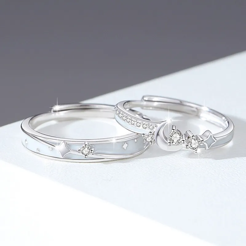 FOREVER MELODY Zircon Rings Unisex Silver-1