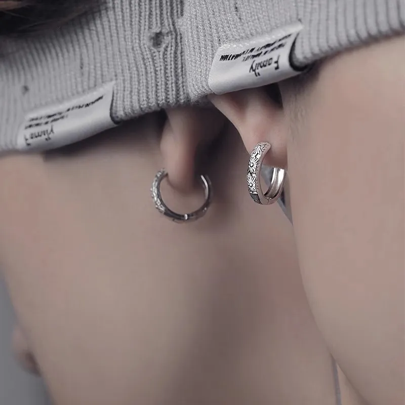 FOREVER MELODY 925 Sterling Silver Earrings Men's-22