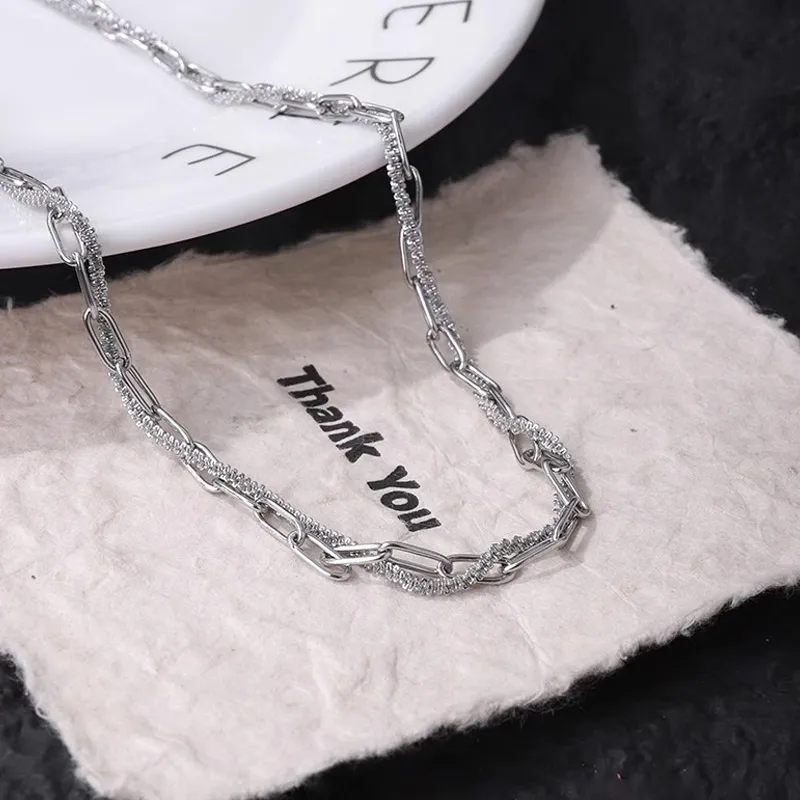 FOREVER MELODY Titanium Steel Necklaces Men's Silver-2