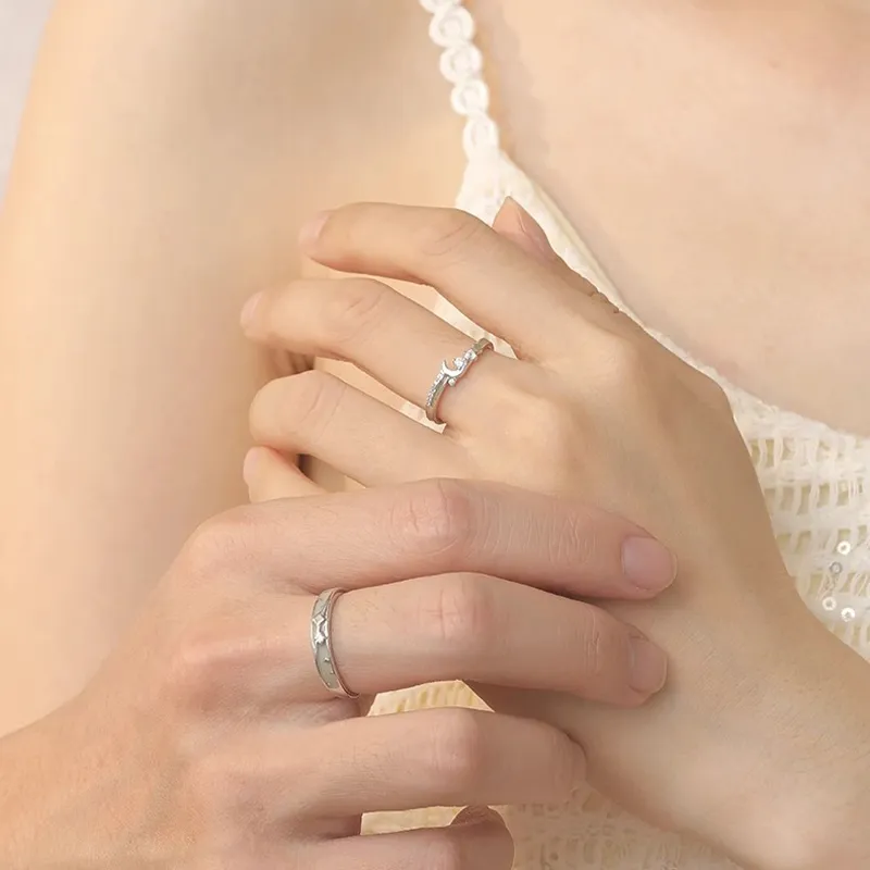 FOREVER MELODY Zircon Rings Unisex Silver-2