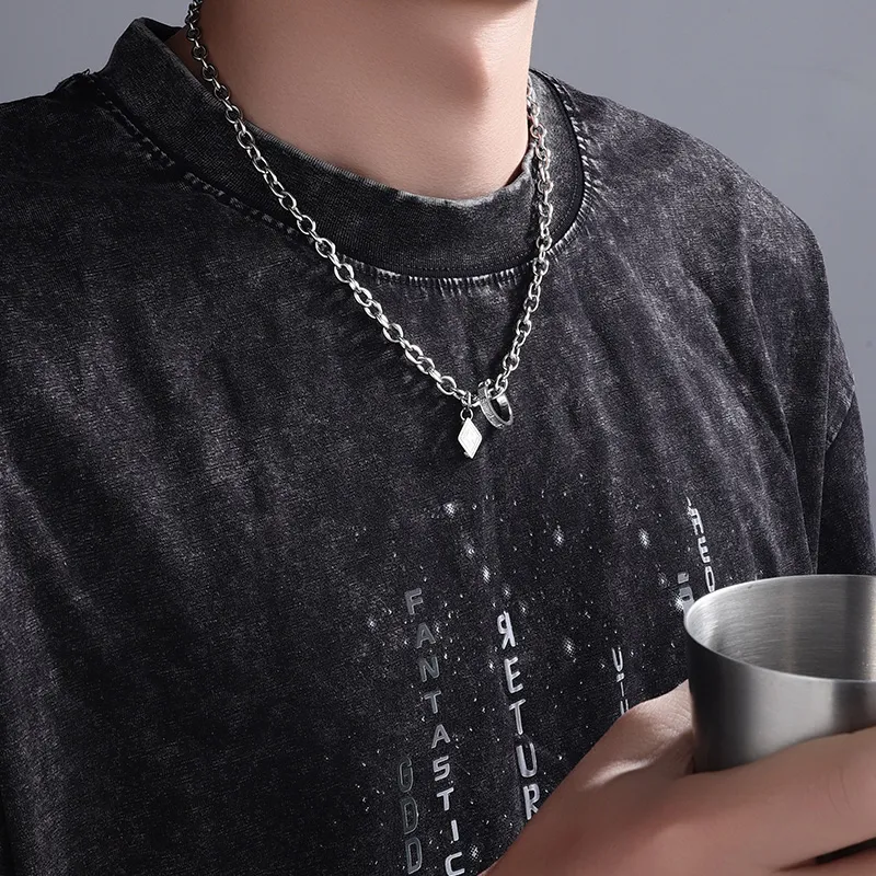 FOREVER MELODY Titanium Steel Necklaces Men's-3