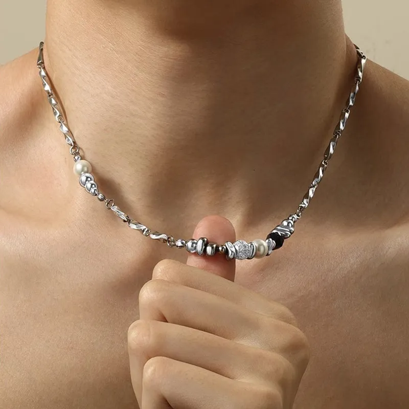 FOREVER MELODY Titanium Steel Necklaces Unisex-7