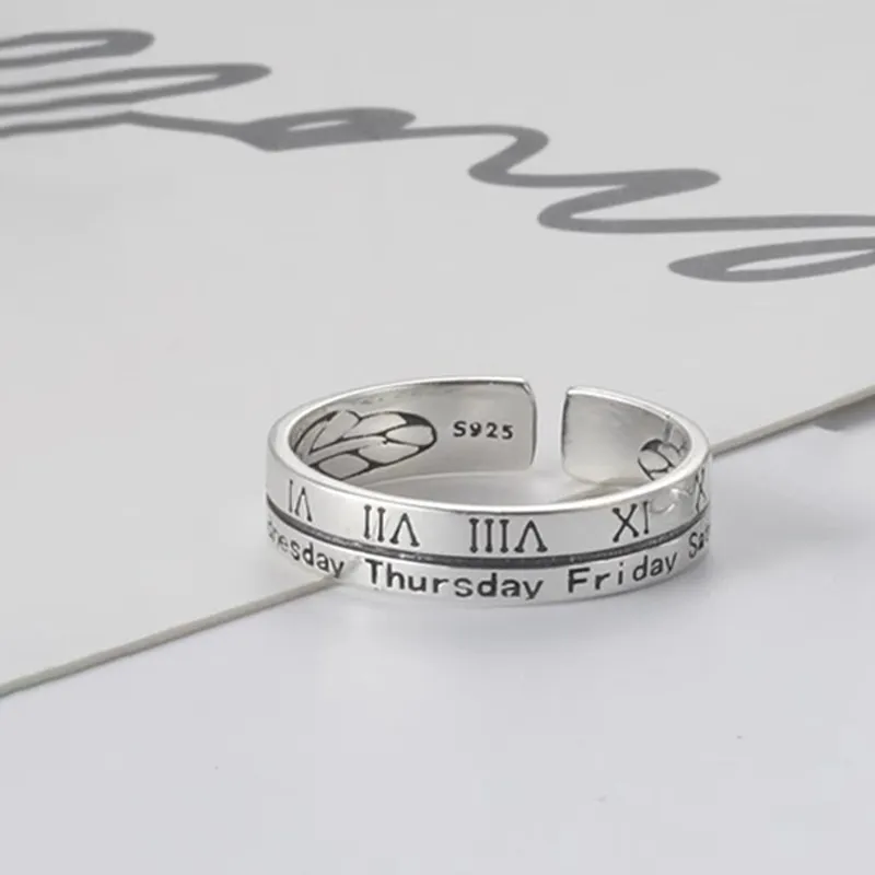 FOREVER MELODY 925 Sterling Silver Rings Men's Silver-23