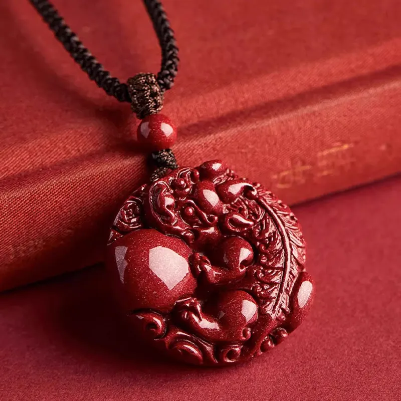 FOREVER MELODY Reconstructed Cinnabar Necklaces Men's-5