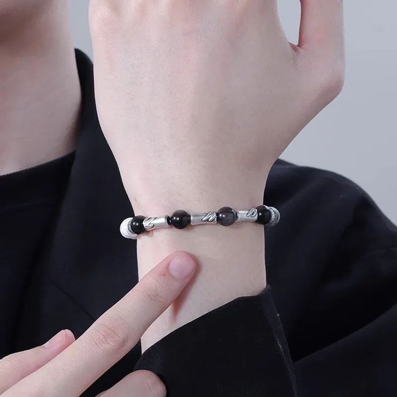 FOREVER MELODY Obsidian Bracelets Men's-7
