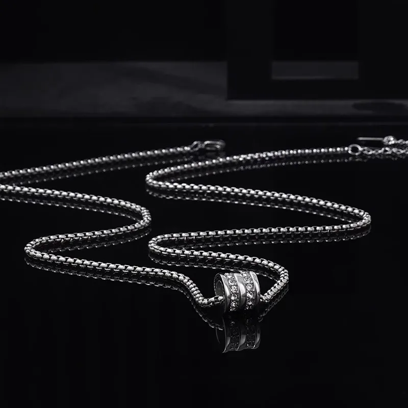 FOREVER MELODY Titanium Steel Zircon Necklaces Men's-4