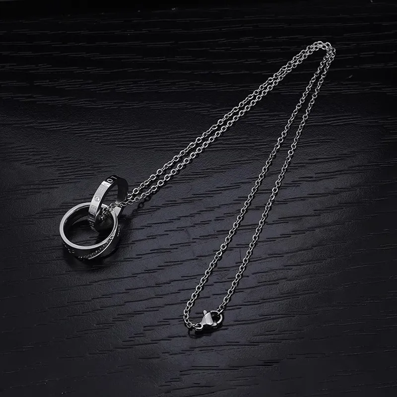 FOREVER MELODY Titanium Steel Zircon Necklaces Men's-4