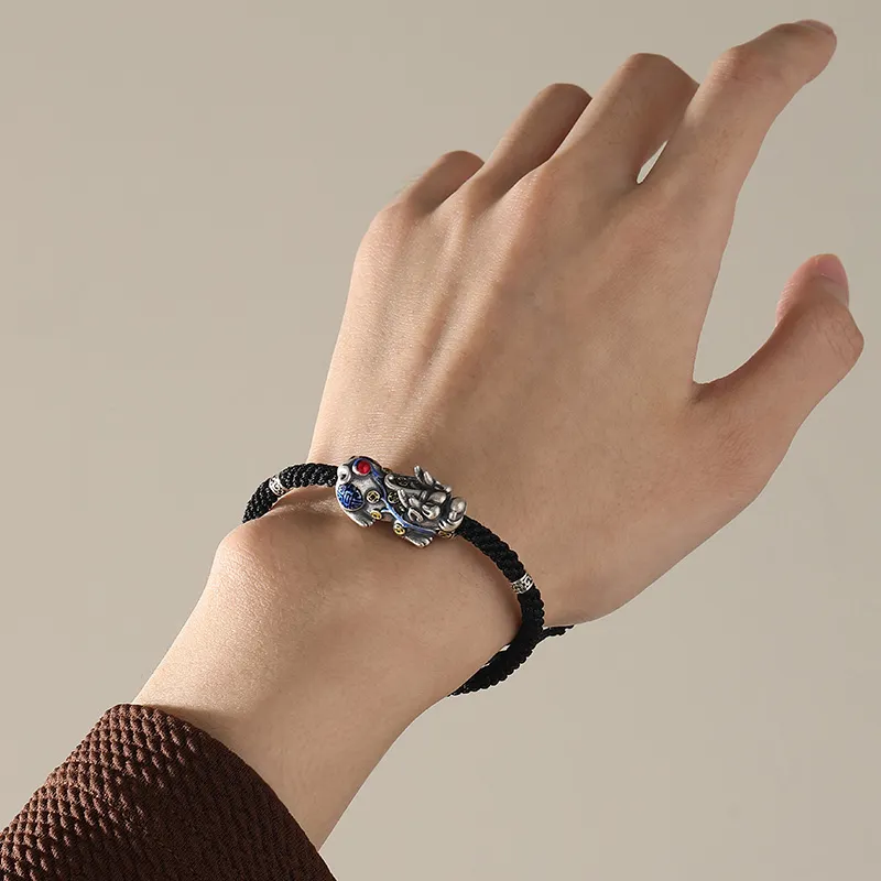 FOREVER MELODY Sterling Silver Rope Bracelets Men's-4