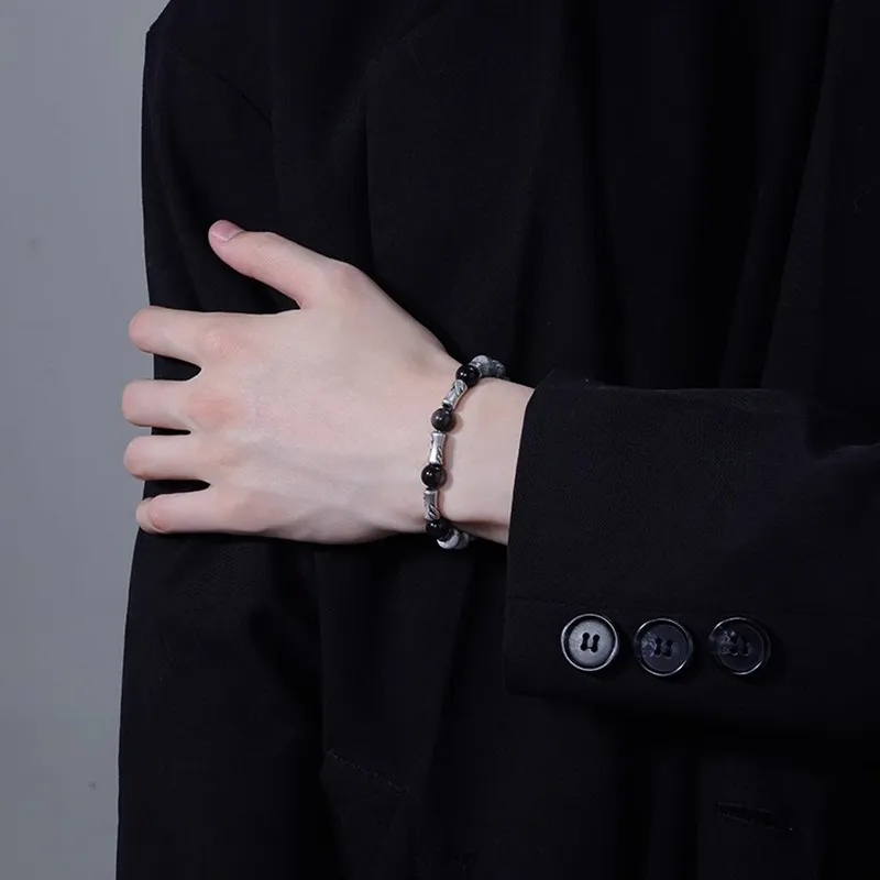 FOREVER MELODY Obsidian Bracelets Men's-4
