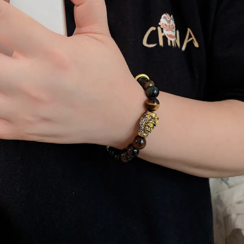 FOREVER MELODY Tiger's Eye Stone Bracelets Men's-3