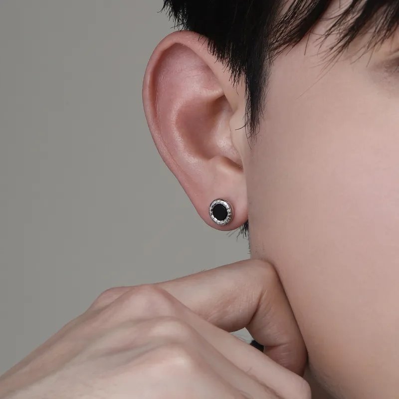 FOREVER MELODY 999 Fine Silver Stud Earrings Men's-4