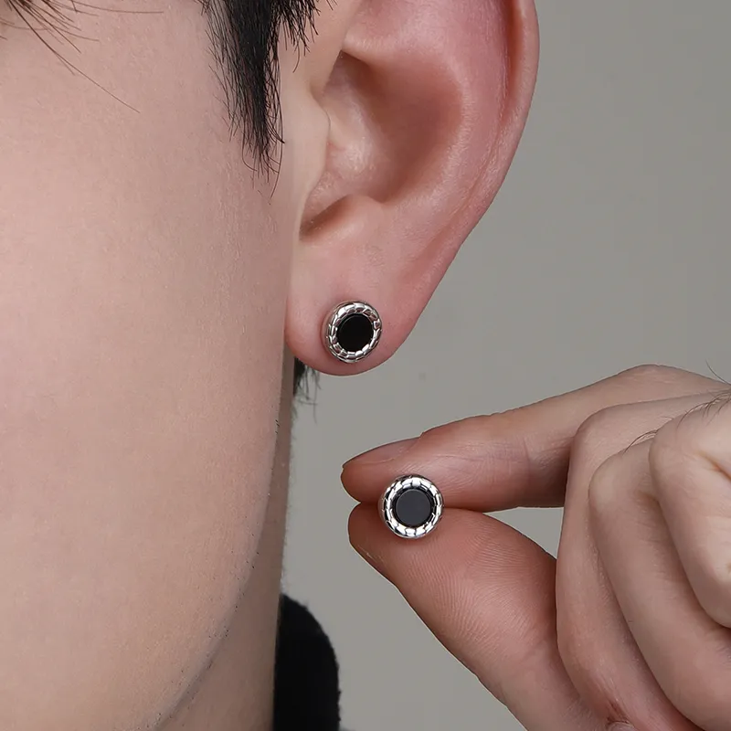 FOREVER MELODY 999 Fine Silver Stud Earrings Men's-2