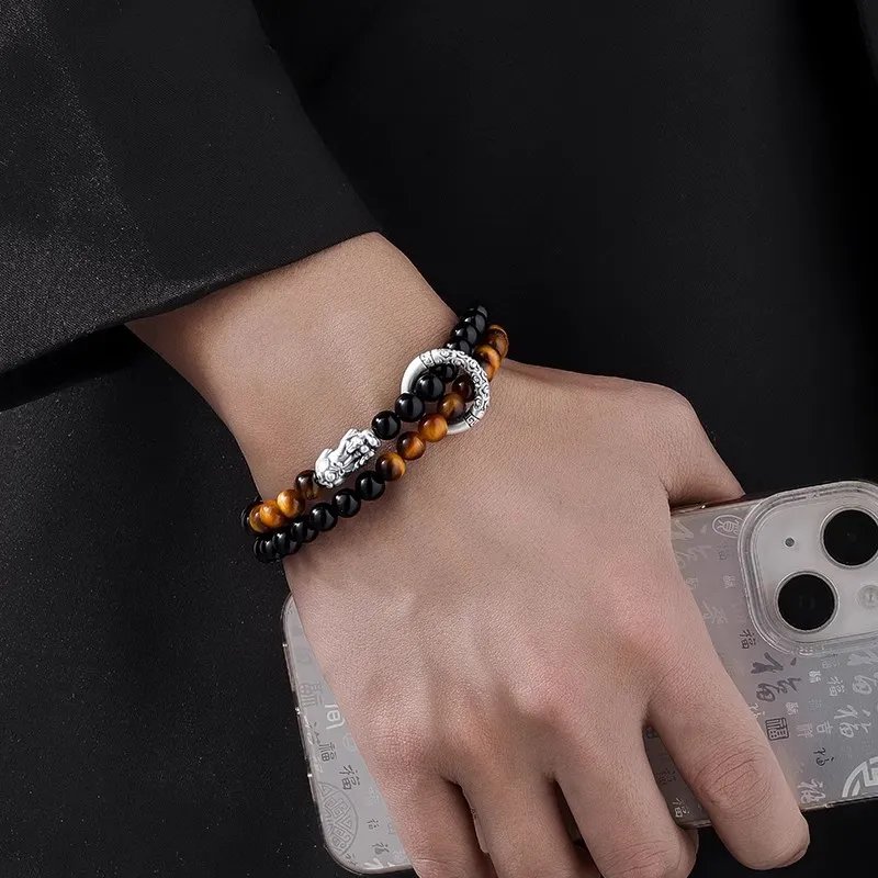 FOREVER MELODY Obsidian Bracelets Men's-8