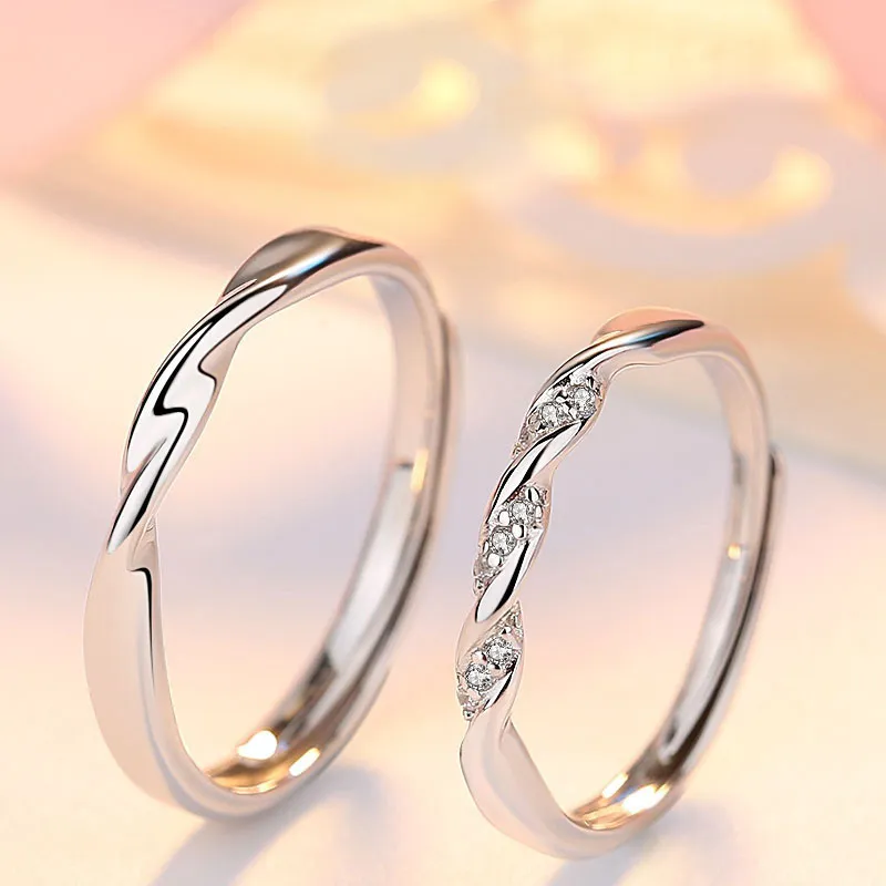 FOREVER MELODY Zircon Rings Unisex Silver-6