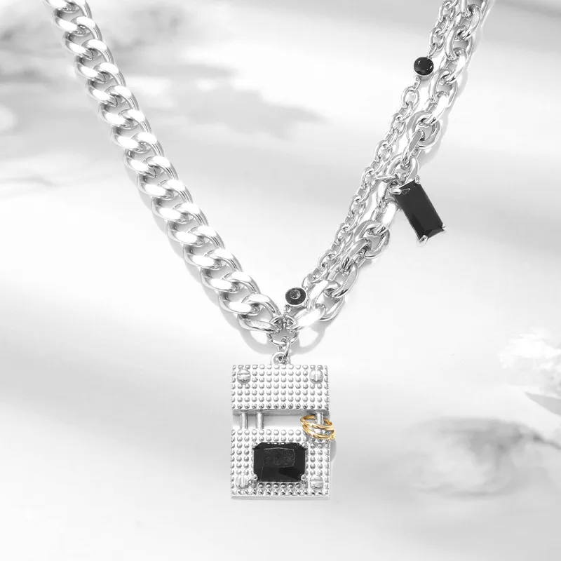 FOREVER MELODY Titanium Steel Necklaces Men's-4