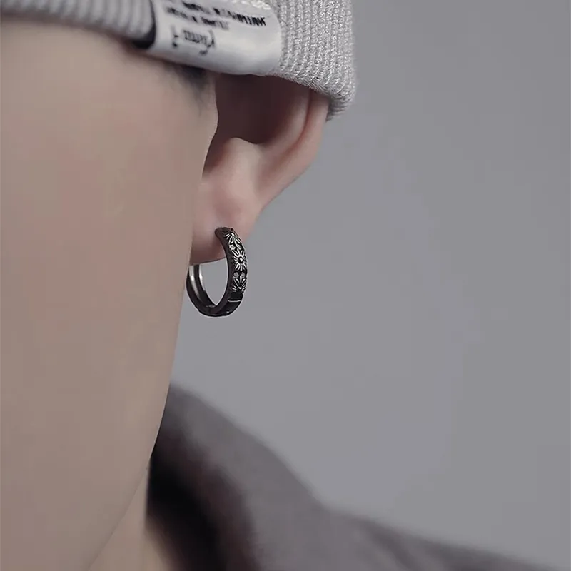 FOREVER MELODY 925 Sterling Silver Earrings Men's-1