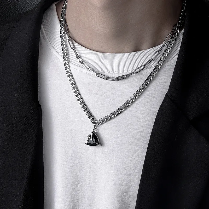 FOREVER MELODY Titanium Steel Necklaces Men's-3