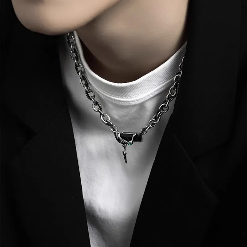 FOREVER MELODY Titanium Steel Necklaces Unisex-7