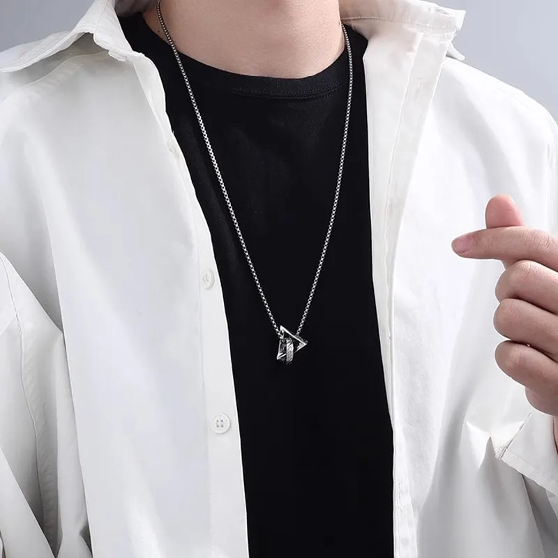 FOREVER MELODY Titanium Steel Necklaces Men's-5