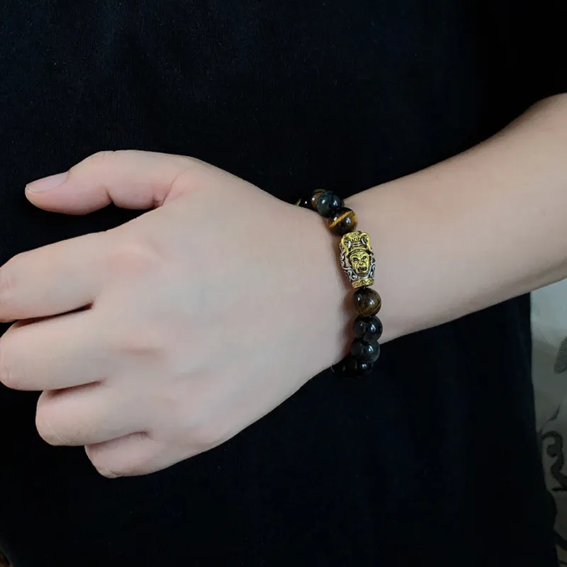 FOREVER MELODY Tiger's Eye Stone Bracelets Men's-5