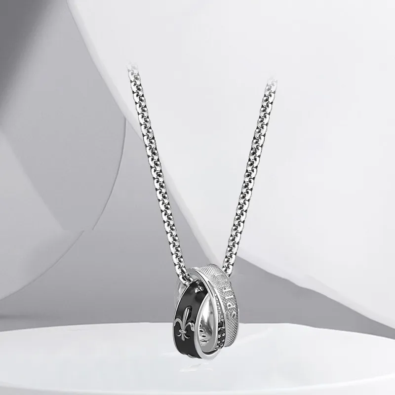 FOREVER MELODY Zircon Necklaces Men's Silver-1