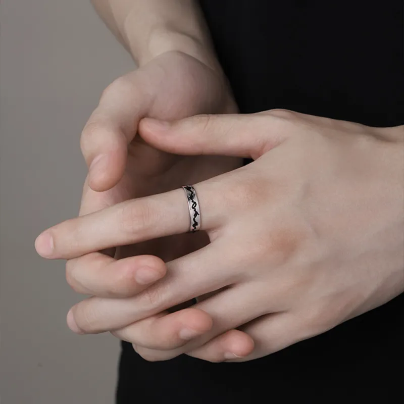FOREVER MELODY 925 Sterling Silver Rings Men's Silver-8