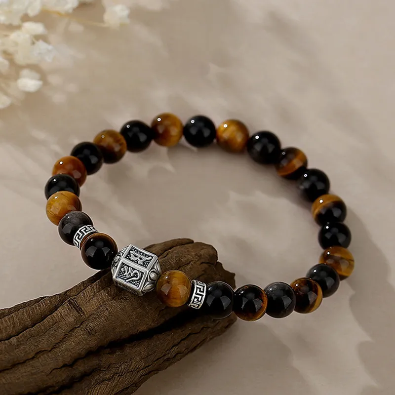FOREVER MELODY Tiger's Eye Stone Bracelets Men's-1