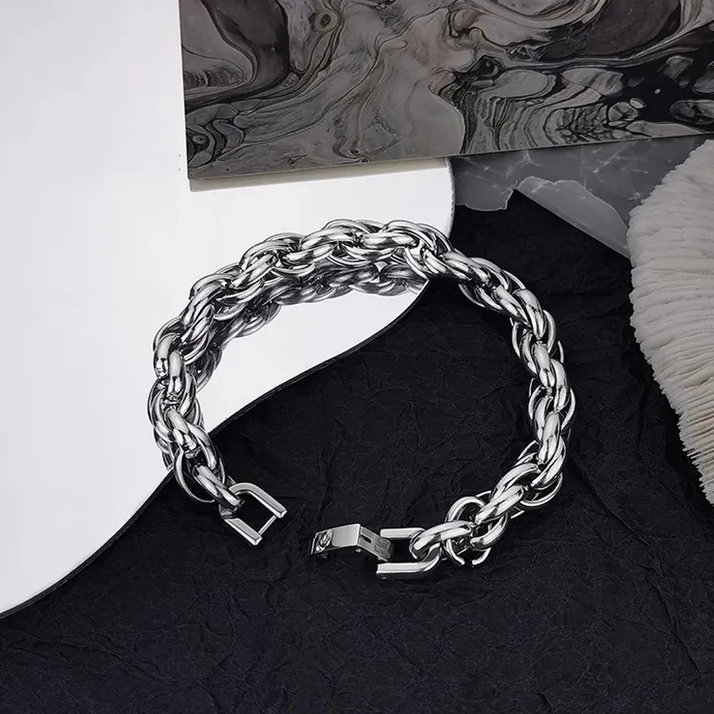 FOREVER MELODY Titanium Steel Necklaces Men's Silver-1