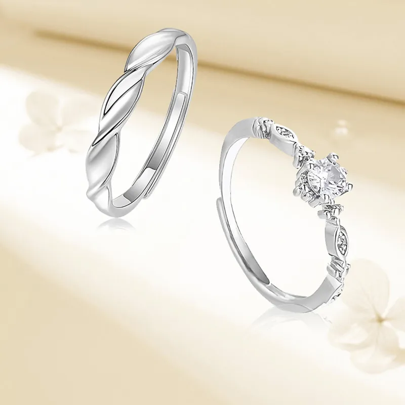 FOREVER MELODY Copper Zircon Rings Unisex-5