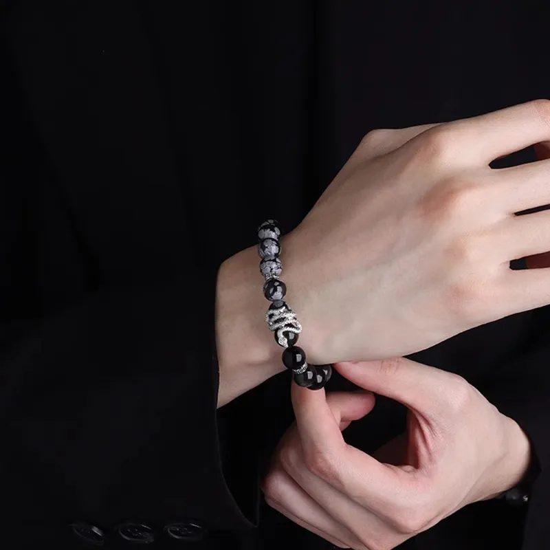FOREVER MELODY Processing Obsidian Bracelets Unisex-4