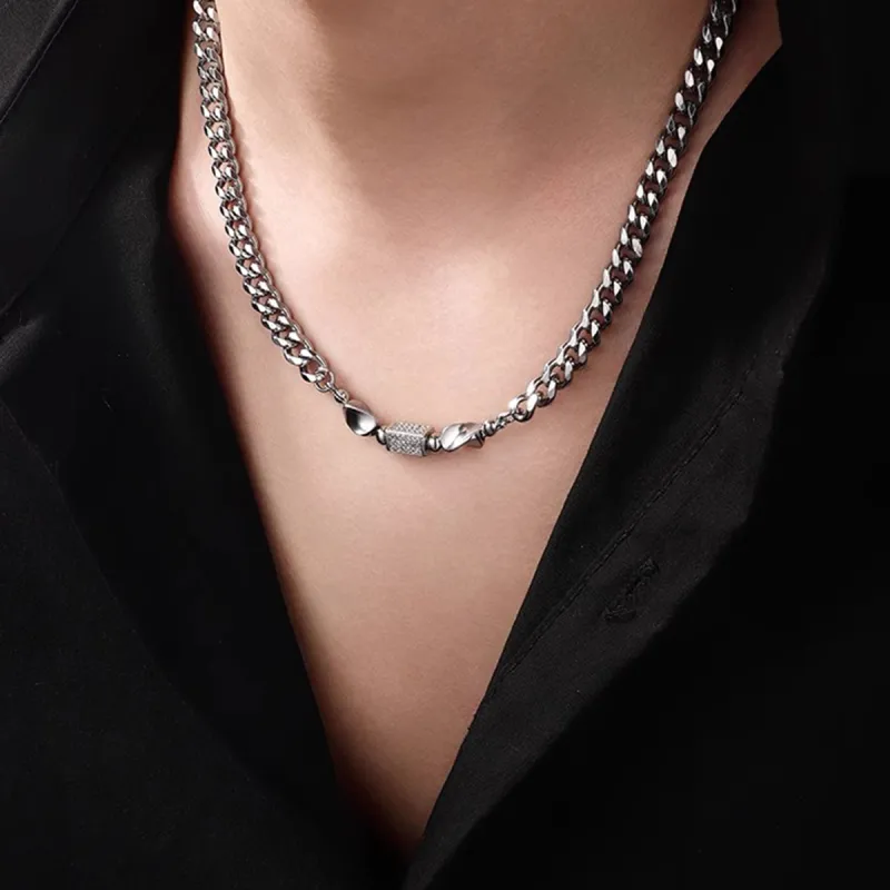 FOREVER MELODY Titanium Steel Necklaces Men's-3