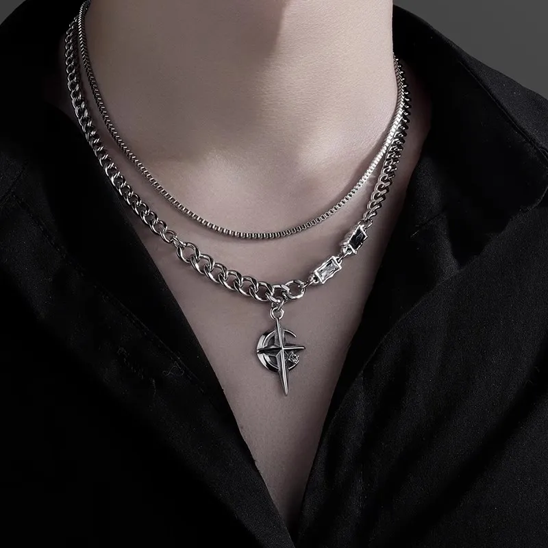 FOREVER MELODY Titanium Steel Necklaces Men's-5