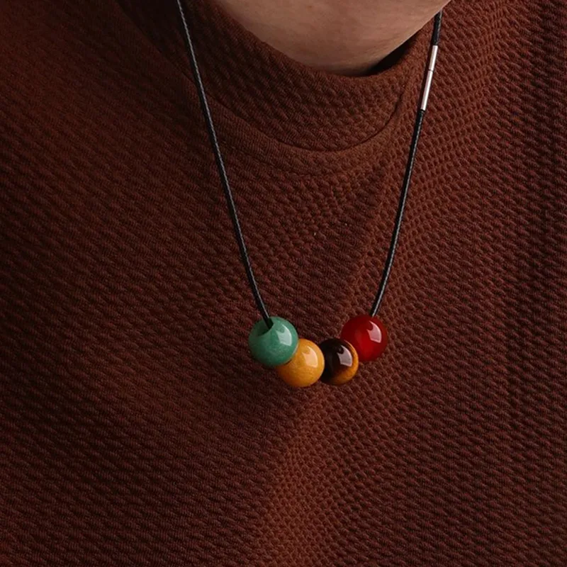 FOREVER MELODY Tiger's Eye Stone Necklaces Unisex-4