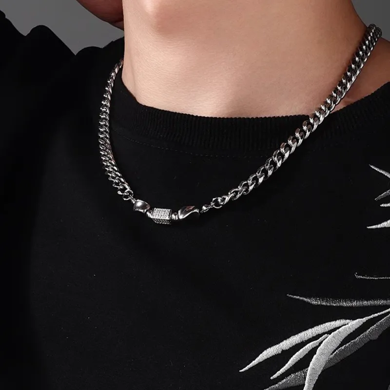 FOREVER MELODY Titanium Steel Necklaces Men's-1