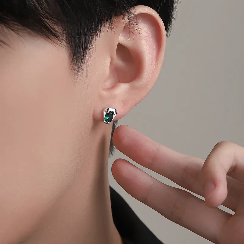 FOREVER MELODY 999 Fine Silver With Zircon Stud Earrings Men's-1