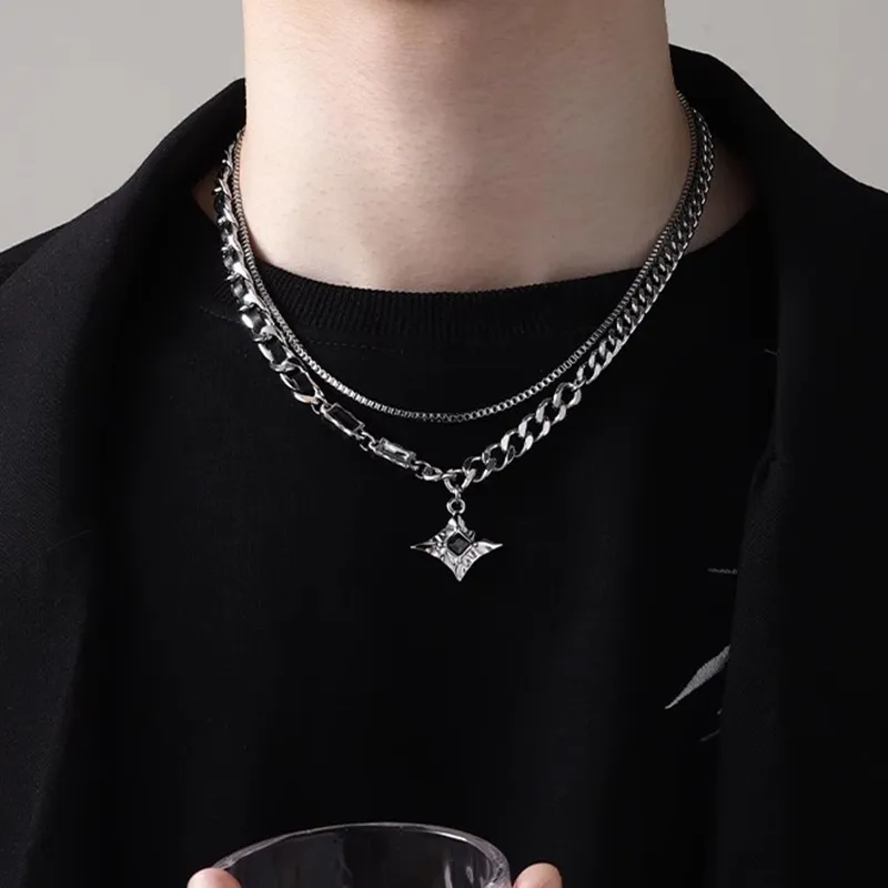 FOREVER MELODY Titanium Steel Necklaces Men's-1