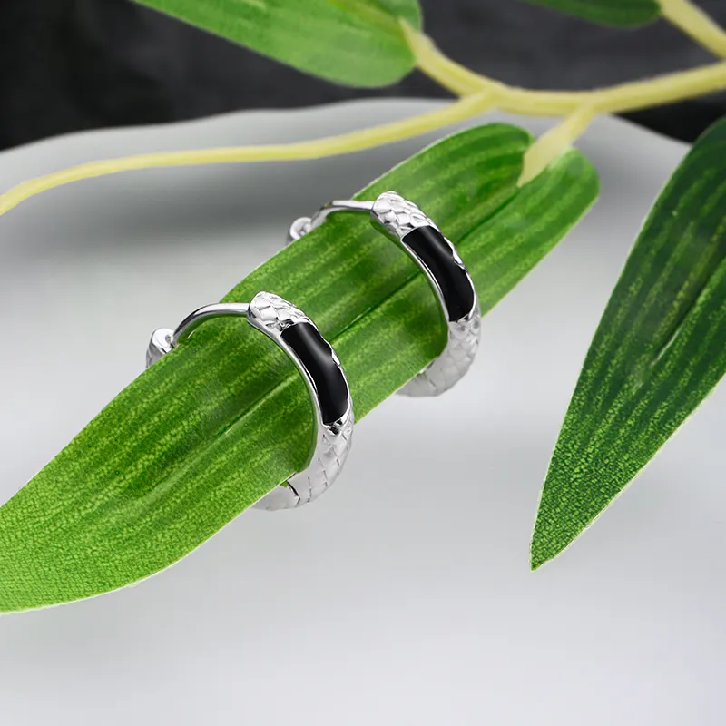 FOREVER MELODY 999 Fine Silver Earrings Men's Silver/Black-1
